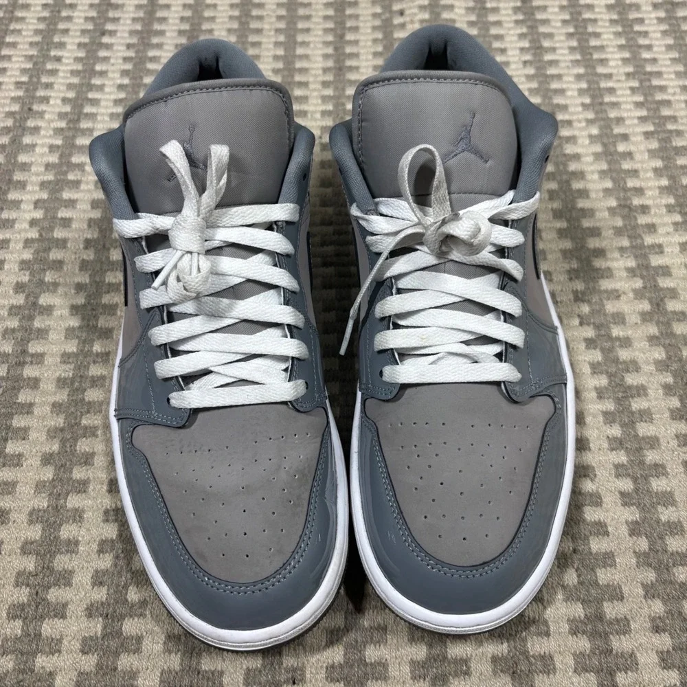 Jordan 1 Low Cool Grey Patent Leather Mens Sneakers HF3148-011 Size 11.5